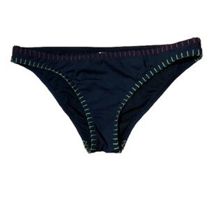 Lucky Brand Black Bikini Bottom with Colorful Stitching Swimwear Size Small